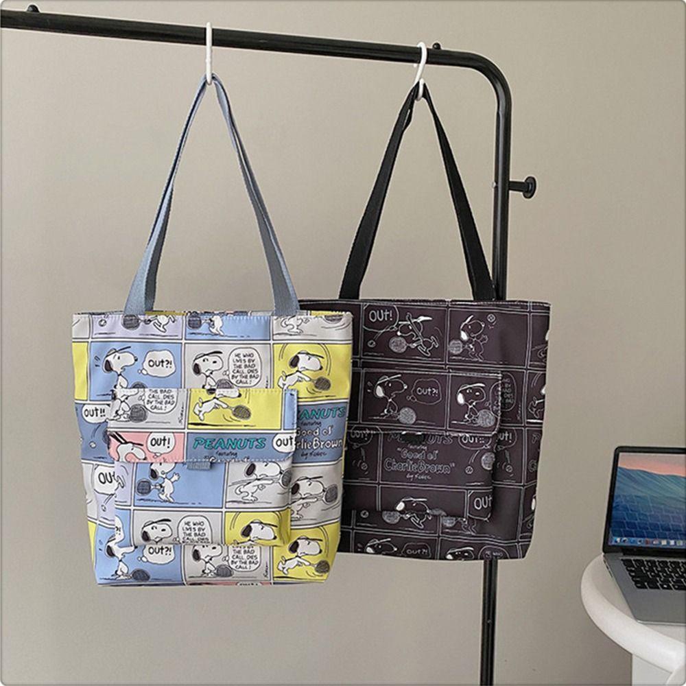 FALLFORBEAUTY Túi vải Sức Chứa Lớn In Hình Snoopy Phong Cách Hàn Quốc Cho Mẹ Bỉm Sữa