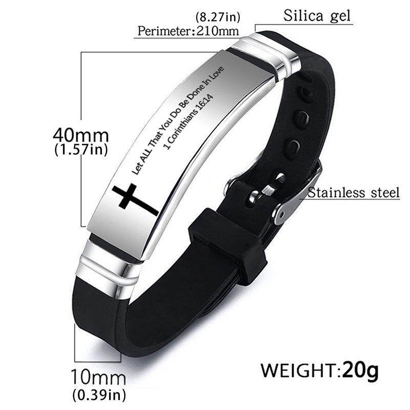 Ygt Vòng Tay Silicone Phối Mặt Thánh Giá Chất Liệu Thép Không Gỉ