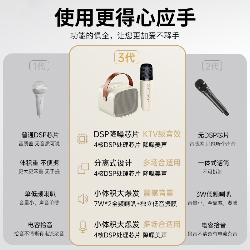 Loa Karaoke Di Động Kèm Micro Không Dây Thích Hợp Cho Mọi Trong Một Gia Đình Mang Đi Ra Ngoài 8JXP