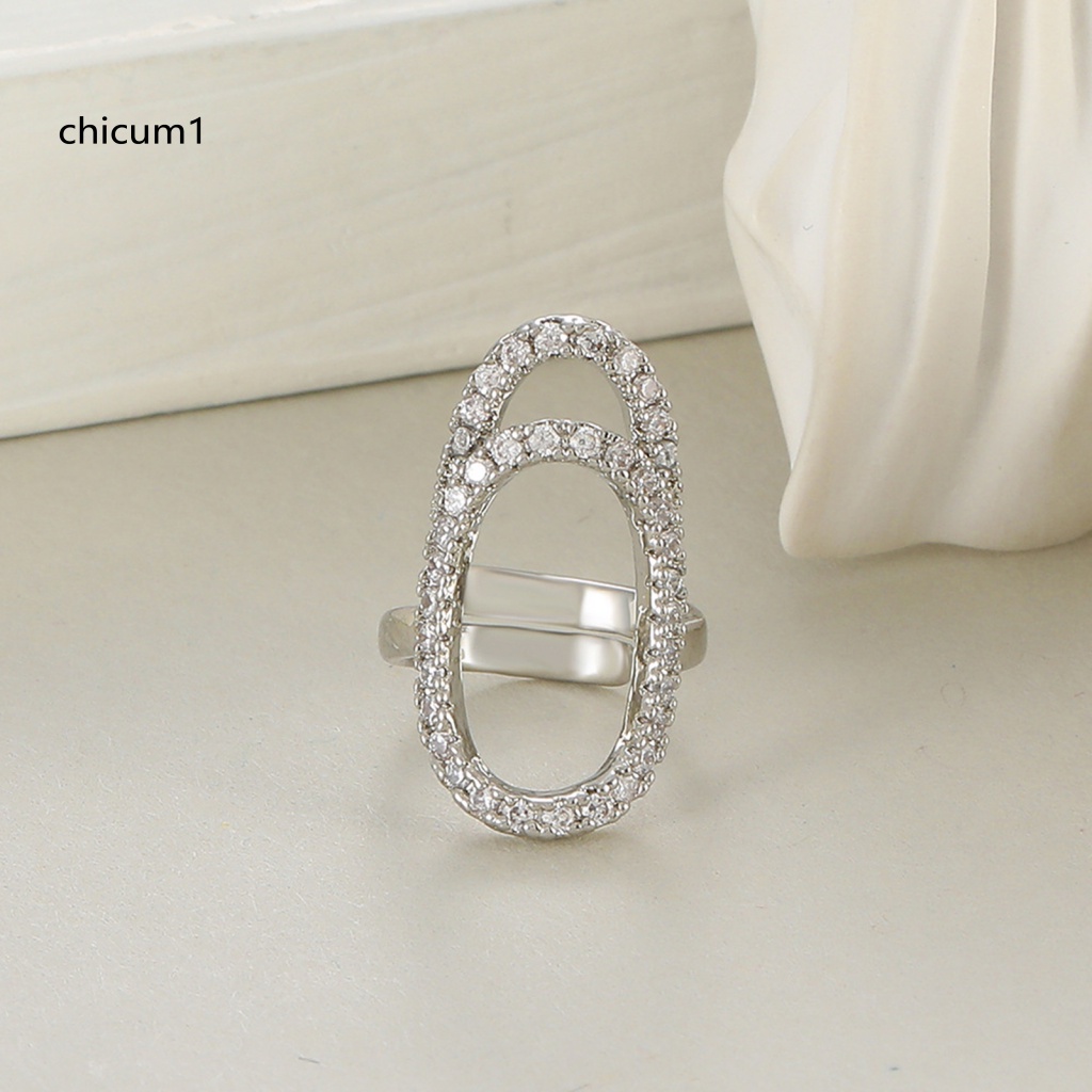 Nhẫn Hở Đính Đá Lấp Lánh Có Thể Điều Chỉnh Trang Trí Móng Tay