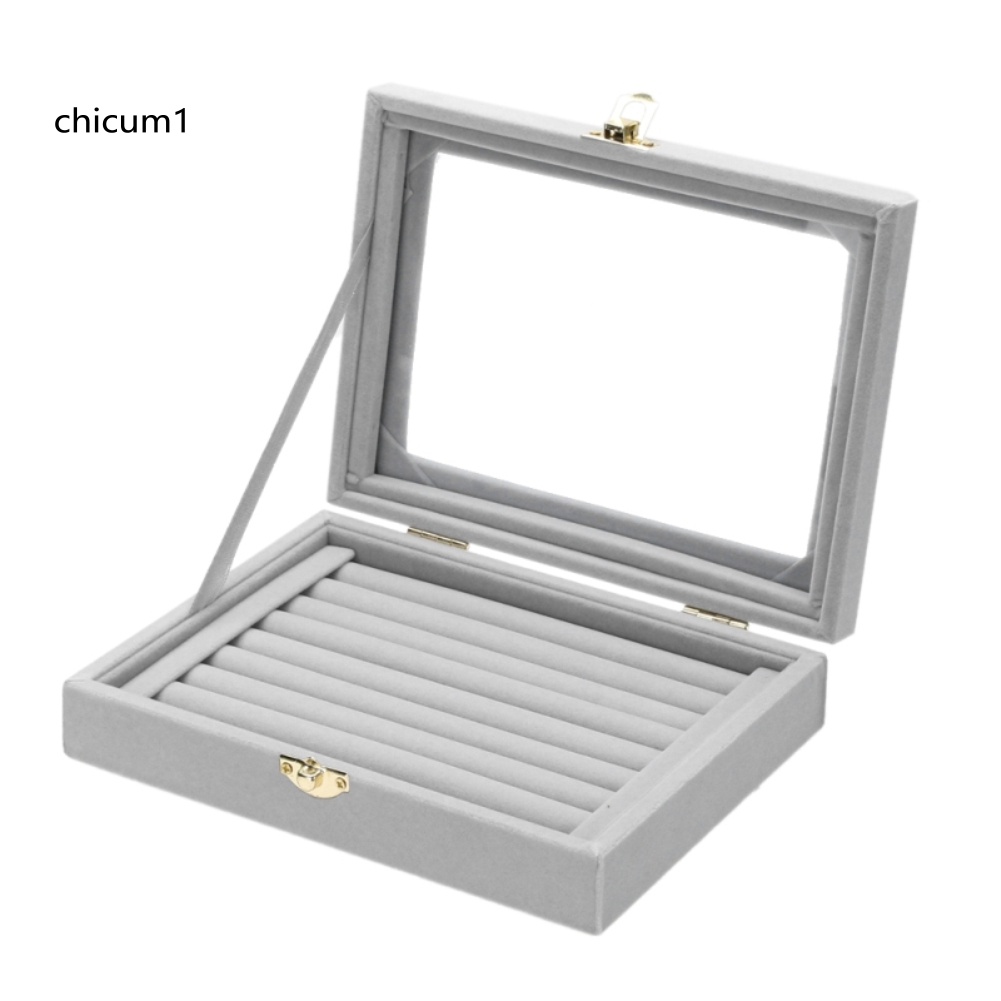 Hộp Đựng Trang Sức Bằng Nhung CC Có Nắp Kính Tiện Dụng