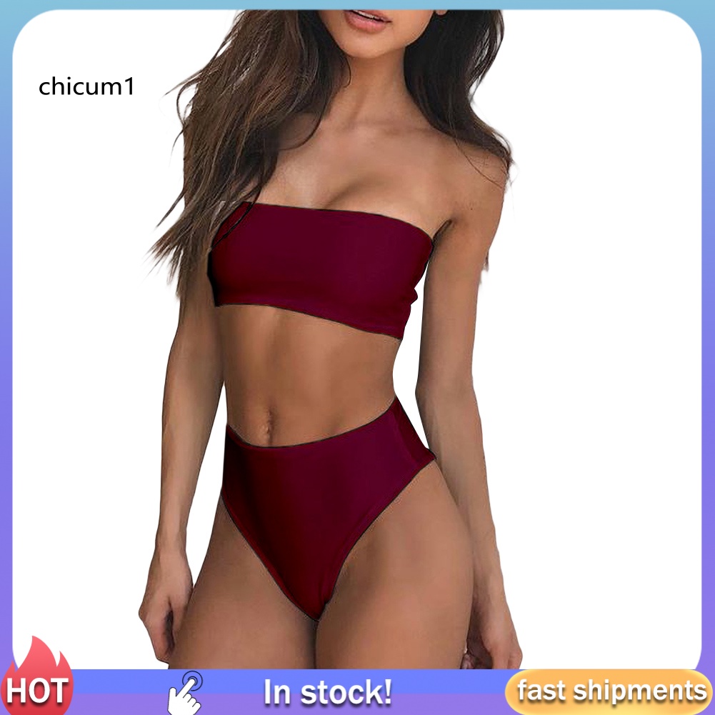 Set Đồ Bơi Áo Ống Màu Sắc Thời Trang Gợi Cảm Cho Nữ