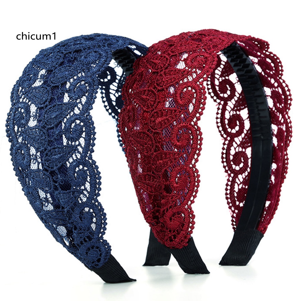 Băng Đô Cài Tóc CC Chống Trượt Thêu Ren Có Răng Bản Rộng Độ Bền Cao Thanh Lịch Cố Định Dành Cho Bạn Nữ Dự Tiệc