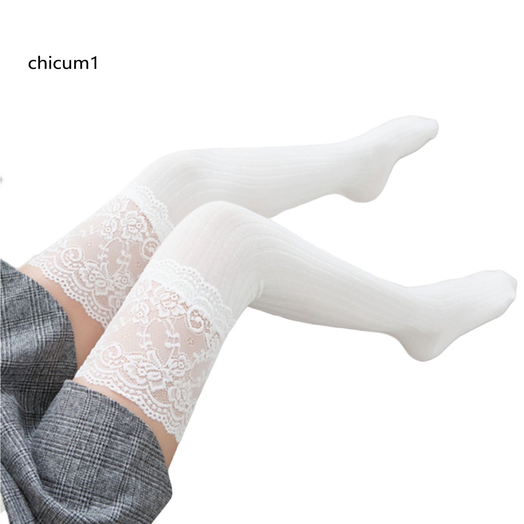 1 Đôi Tất Dài Qua Gối Vải Polyester Mềm Mại Giữ Ấm Mùa Đông Cho Nữ