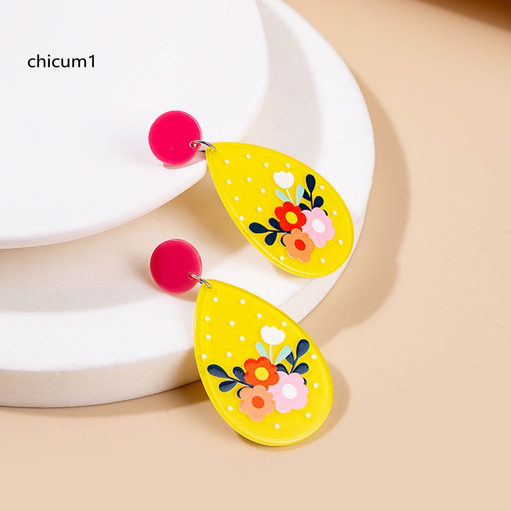 1 Cặp Bông Tai Acrylic Bóng Nhiều Màu Sắc Họa Tiết Hoa Ngôi Sao Hình Học Thời Trang Cho Nữ