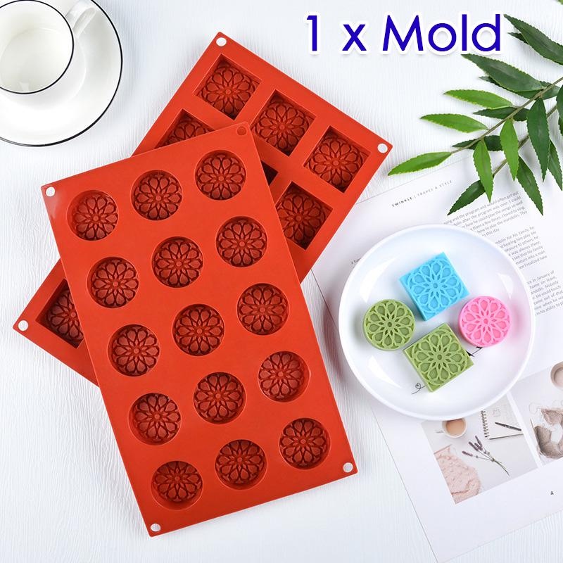 Khuôn Silicone 15 Lỗ Làm Bánh Hình Hoa Xinh Xắn