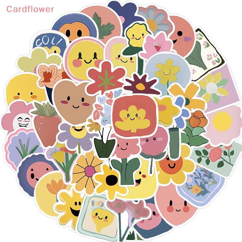Bộ 50 Miếng Dán Hình Hoa Mặt Cười Graffiti Trang Trí Đa Ứng Dụng Mới