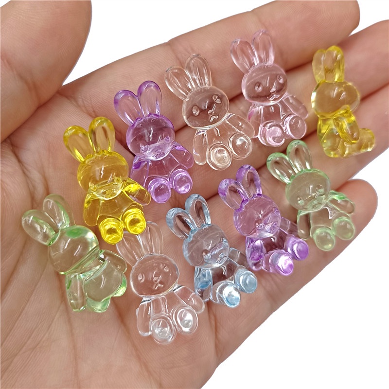 Bộ 10 Hạt Acrylic Arcylic Trong Suốt Tự Làm Trang Sức