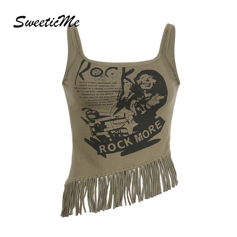 Áo Tank Top Cổ Vuông Ôm Dáng In Họa Tiết Thời Trang 2023 Cho Nữ