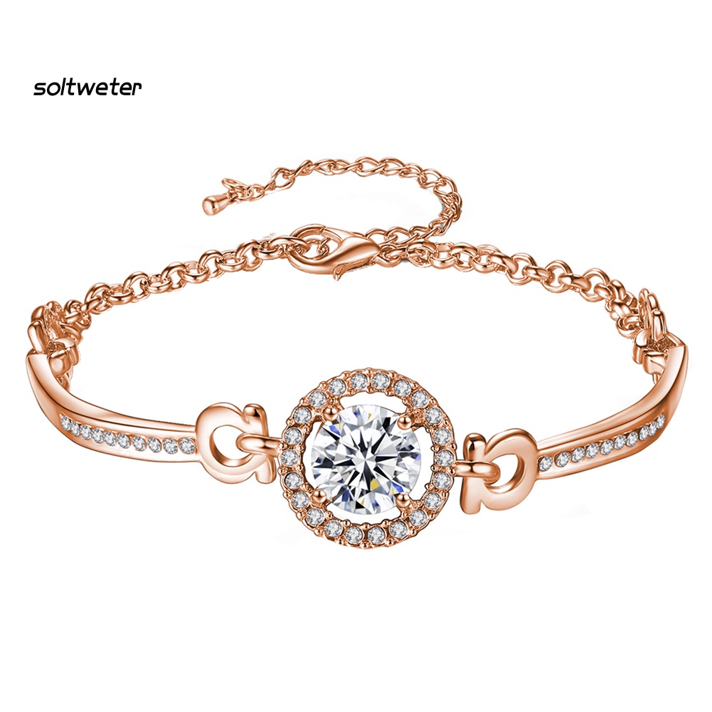 Vòng Tay Dây Xích Đính Đá Zircon Sang Trọng Có Thể Điều Chỉnh Cho Nữ