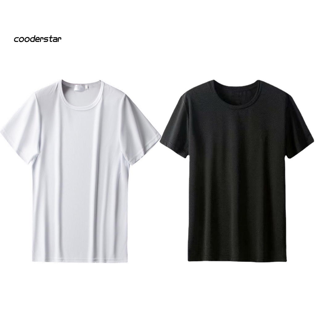 Áo Thun Cotton Tay Ngắn Cổ Tròn Phối Lưới Thoáng Khí Nhanh Khô Thời Trang Mùa Hè Cho Nam