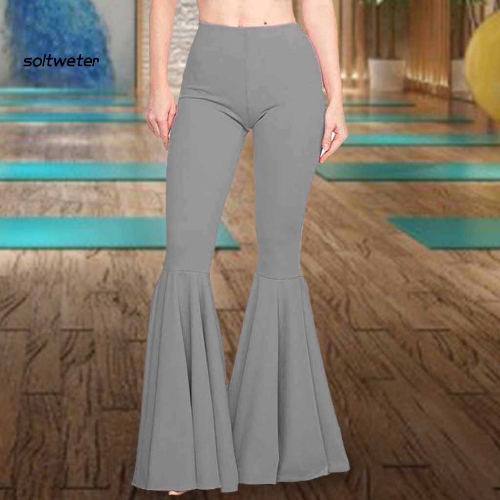 Quần Legging Thể Thao Lưng Cao Co Giãn Thoáng Khí Màu Sắc Trơn Dành Cho Nữ