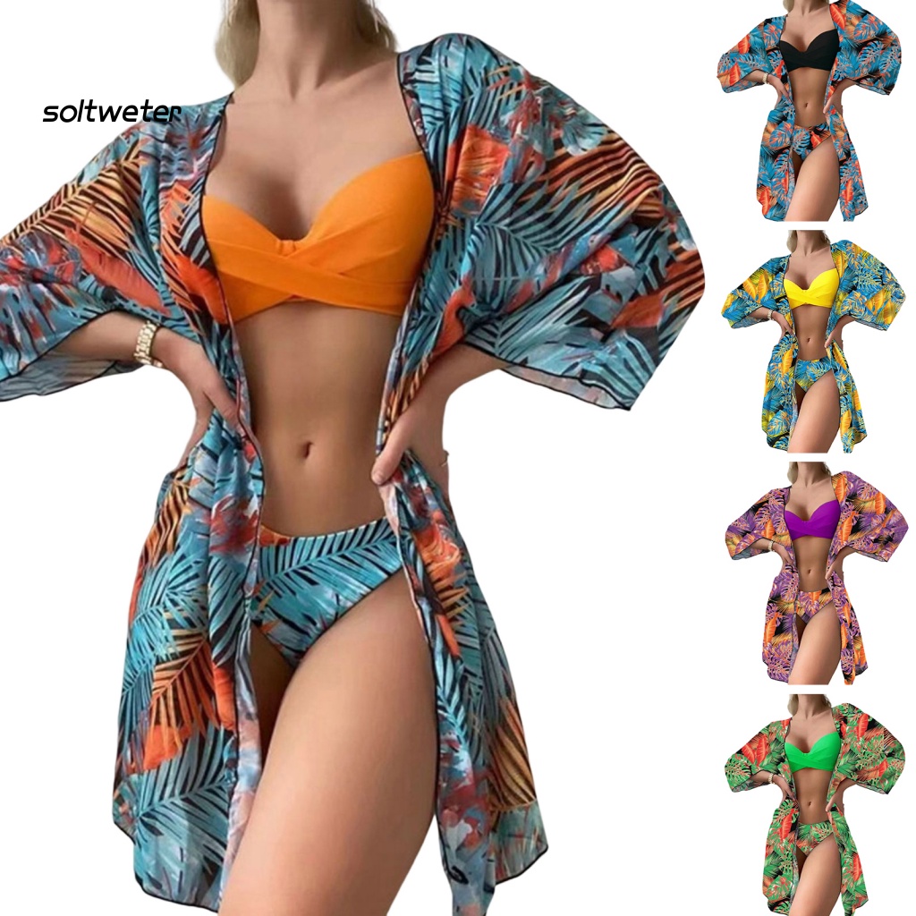 Bộ Bikini 3 Mảnh Hở Lưng Màu Sắc Thời Trang Quyến Rũ Cho Nữ