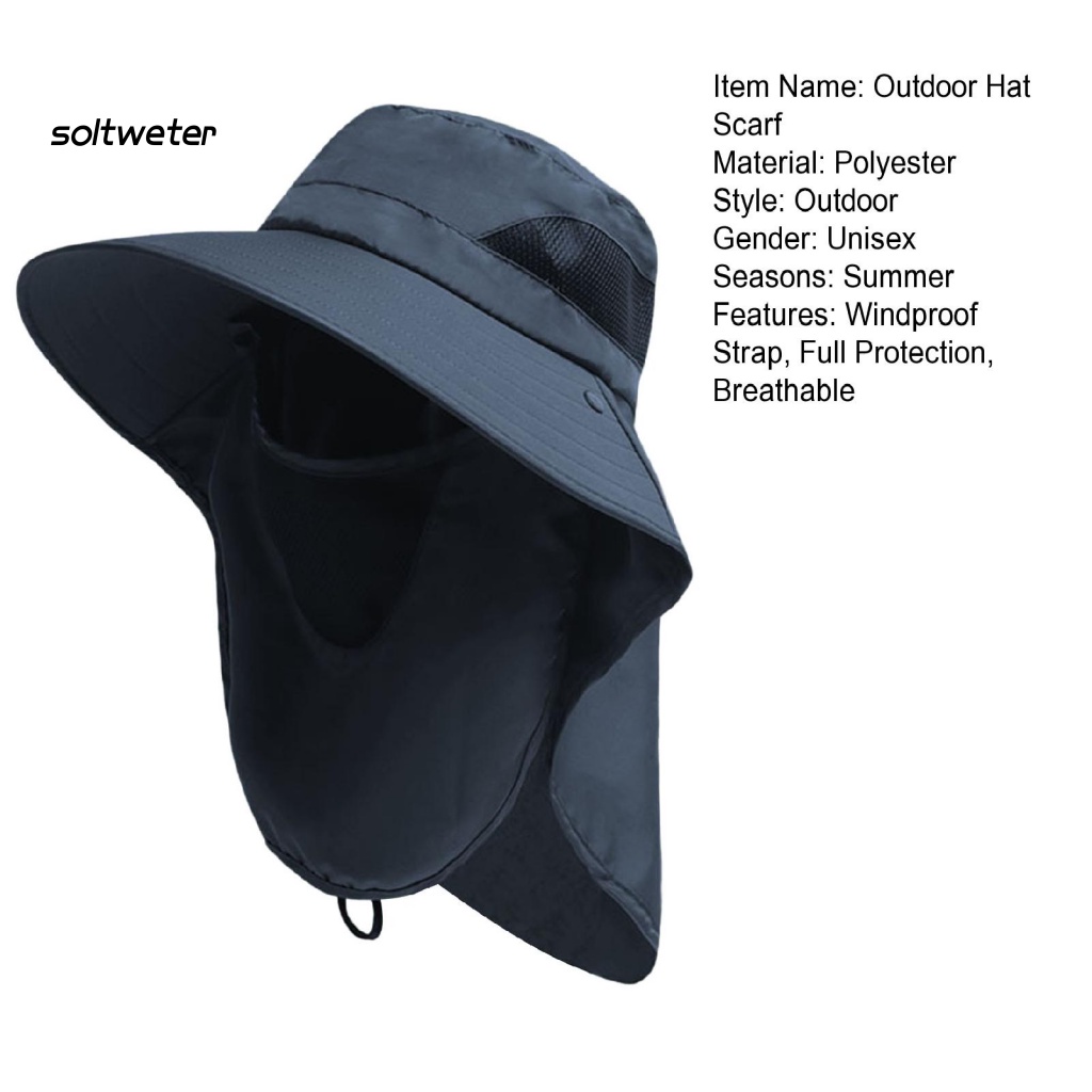 Mũ Tai Bèo Có Dây Cố Định Bảo Vệ Toàn Diện Chống Gió Chống Trượt Thoáng Khí Khi Đi Câu Cá / Cắm Trại