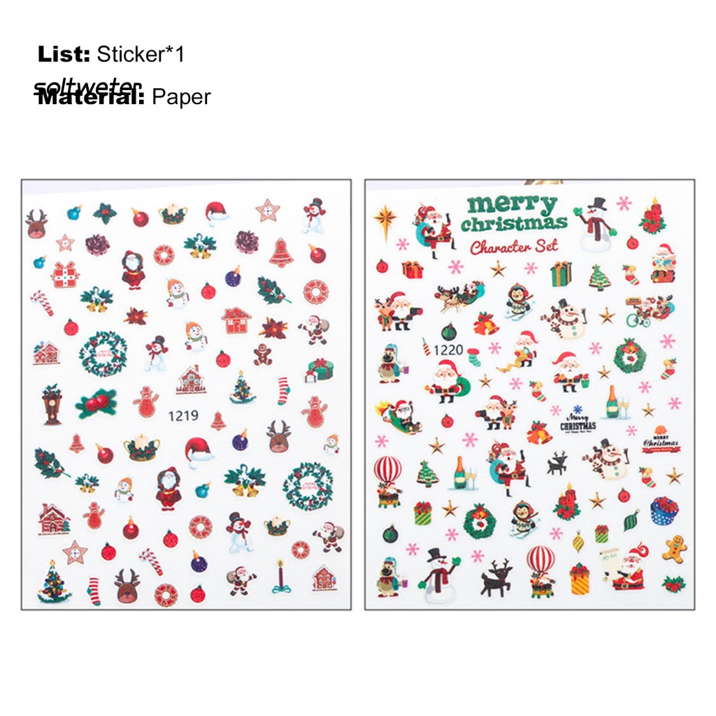 Miếng Dán Trang Trí Móng Tay 3D Siêu Mỏng In Họa Tiết Giáng Sinh Dễ Thương Dành Cho Nữ