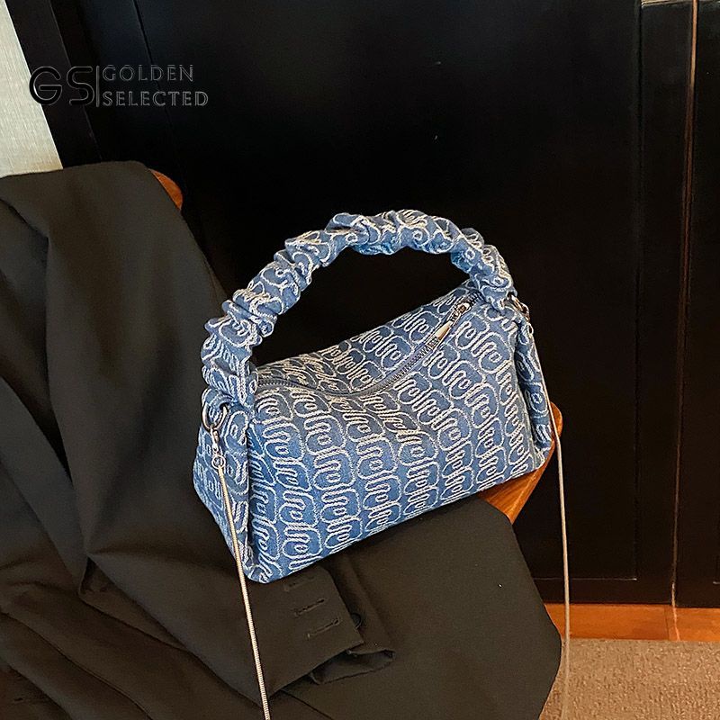 Túi Xách Denim Phối Dây Xích Thời Trang Hàn Quốc Cao Cấp Trẻ Trung Cho Nữ