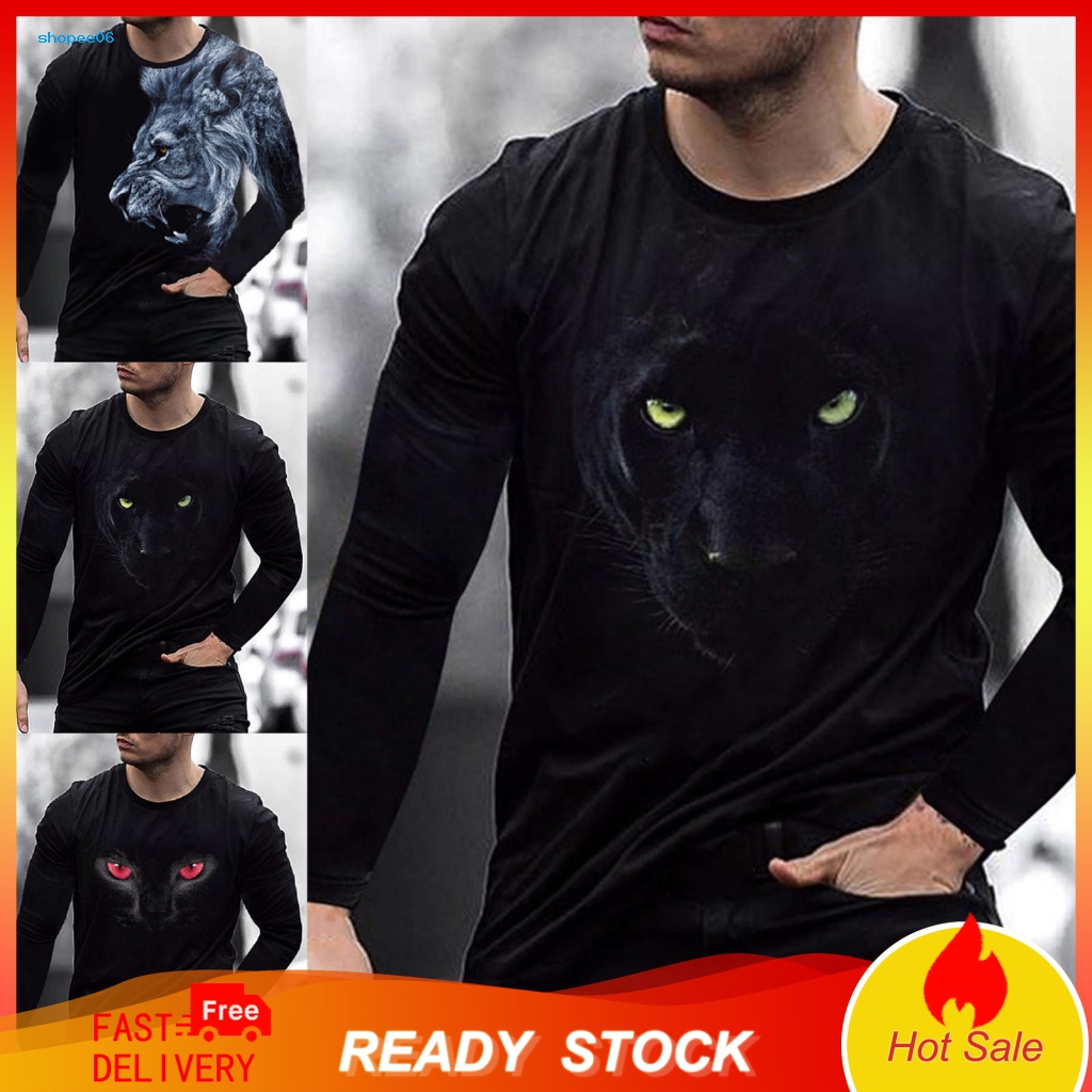 Áo Thun Nam Dáng Rộng In Hình Báo Đen Phong Cách Hip hop Cá Tính