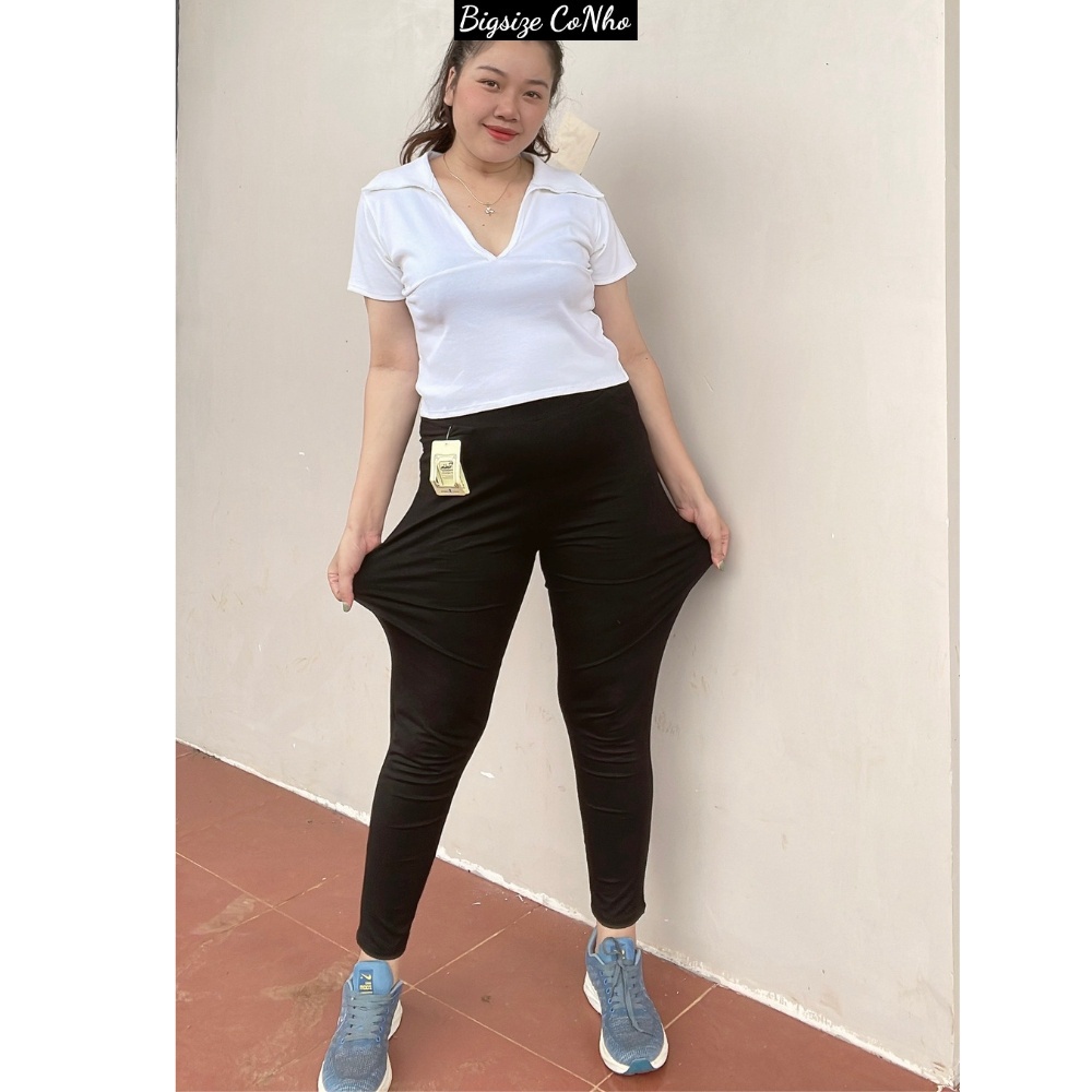 Quần Legging Bigsize Cô Nhỏ Có Túi Trước,Quần Dài Big Size Nữ Chất Liệu Umi Mềm Mại Co Giãn QXO