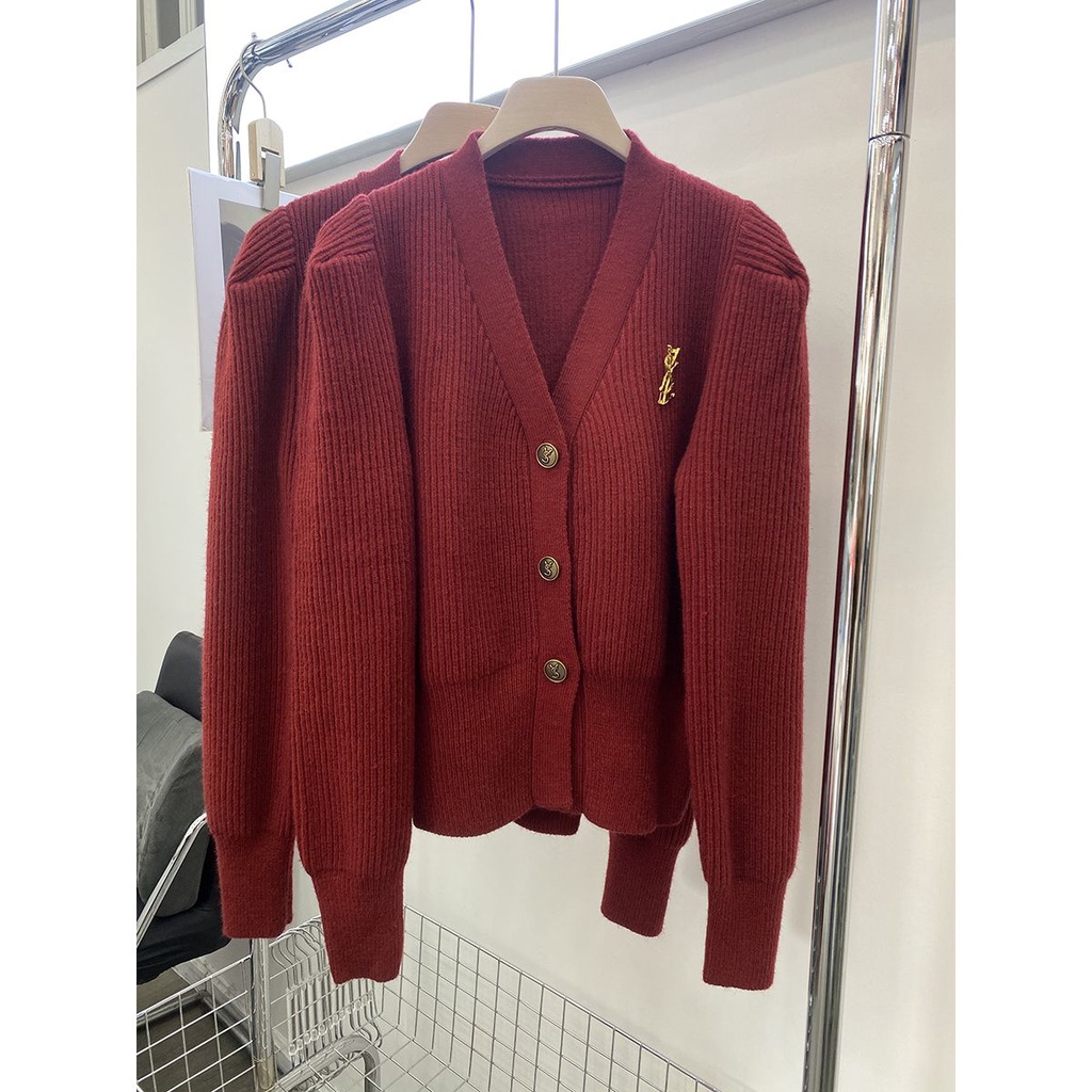 Áo Khoác Cardigan Dệt Kim Cổ Chữ V Dáng Ngắn Thời Trang Cho Nữ