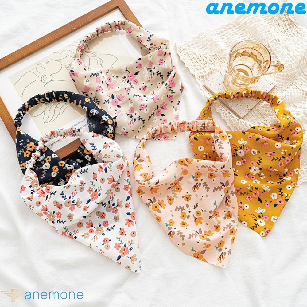 ANEMONE Khăn Choàng Cổ Hình Tam Giác In Họa Tiết Hoa Ngọt Ngào Mới
