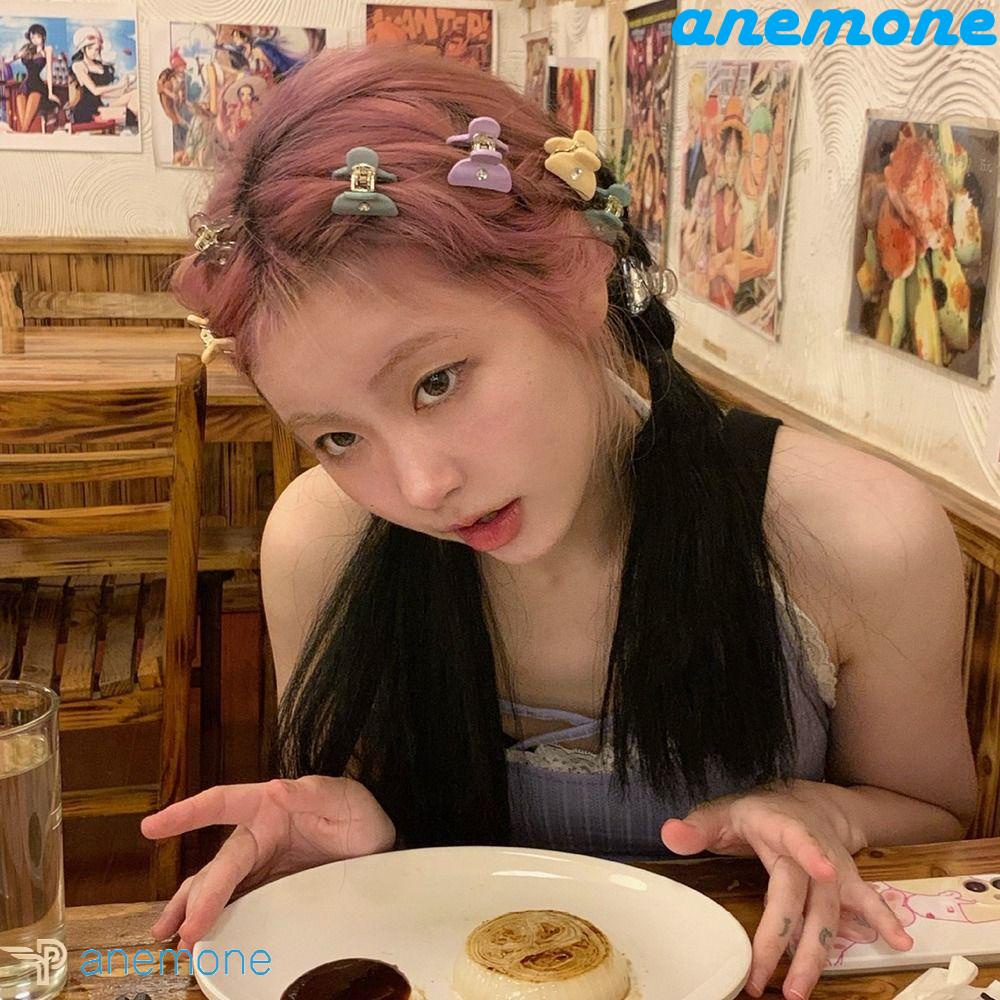 ANEMONE Kẹp Tóc Càng Cua Mini Đính Đá Đơn Giản Phong Cách Pháp Cho Nữ
