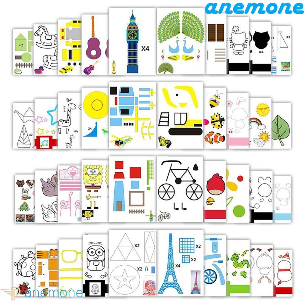 ANEMONE Set 22 / 40 Mẫu Bút Vẽ 3D Bằng Giấy Dày Dặn Có Thể Tái Sử Dụng Cho Trẻ Em