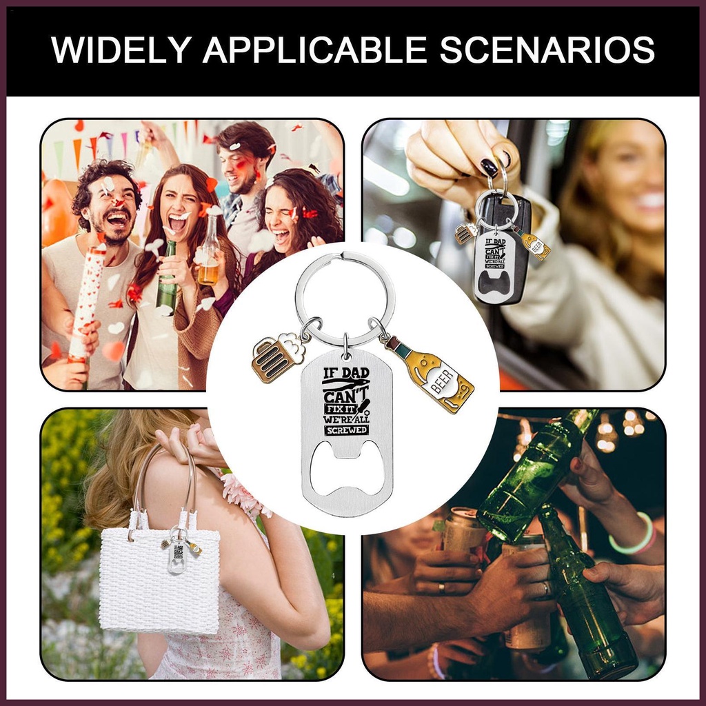 Dụng Cụ Mở Nắp Chai Bằng Thép Không Gỉ Có Móc Khóa Khắc Chữ Dad on Christmas