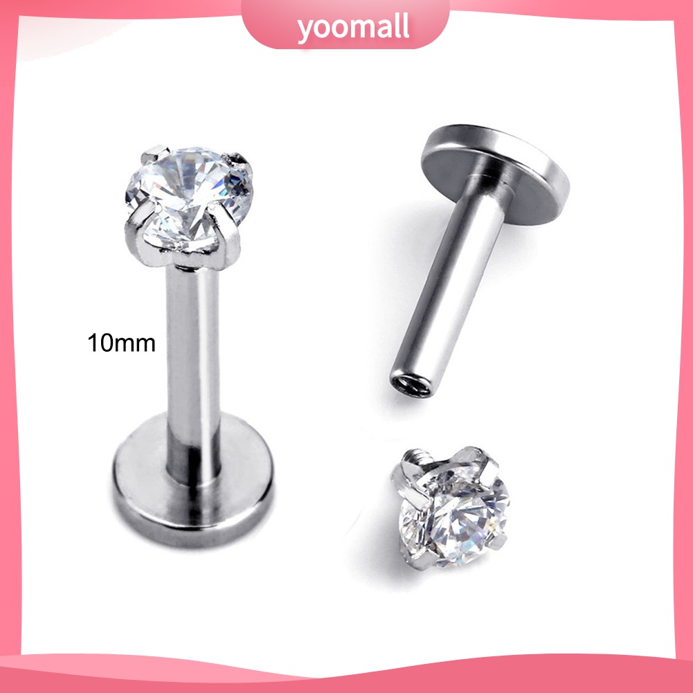 1 Khuyên Xỏ Môi / Tai / Môi Đính Đá Zircon Thời Trang Unisex