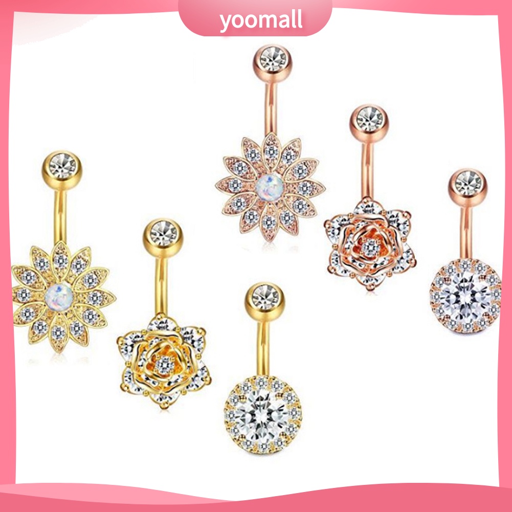 Bộ 3 Khuyên Rốn Hình Hoa Đính Đá Thời Trang Cho Nữ