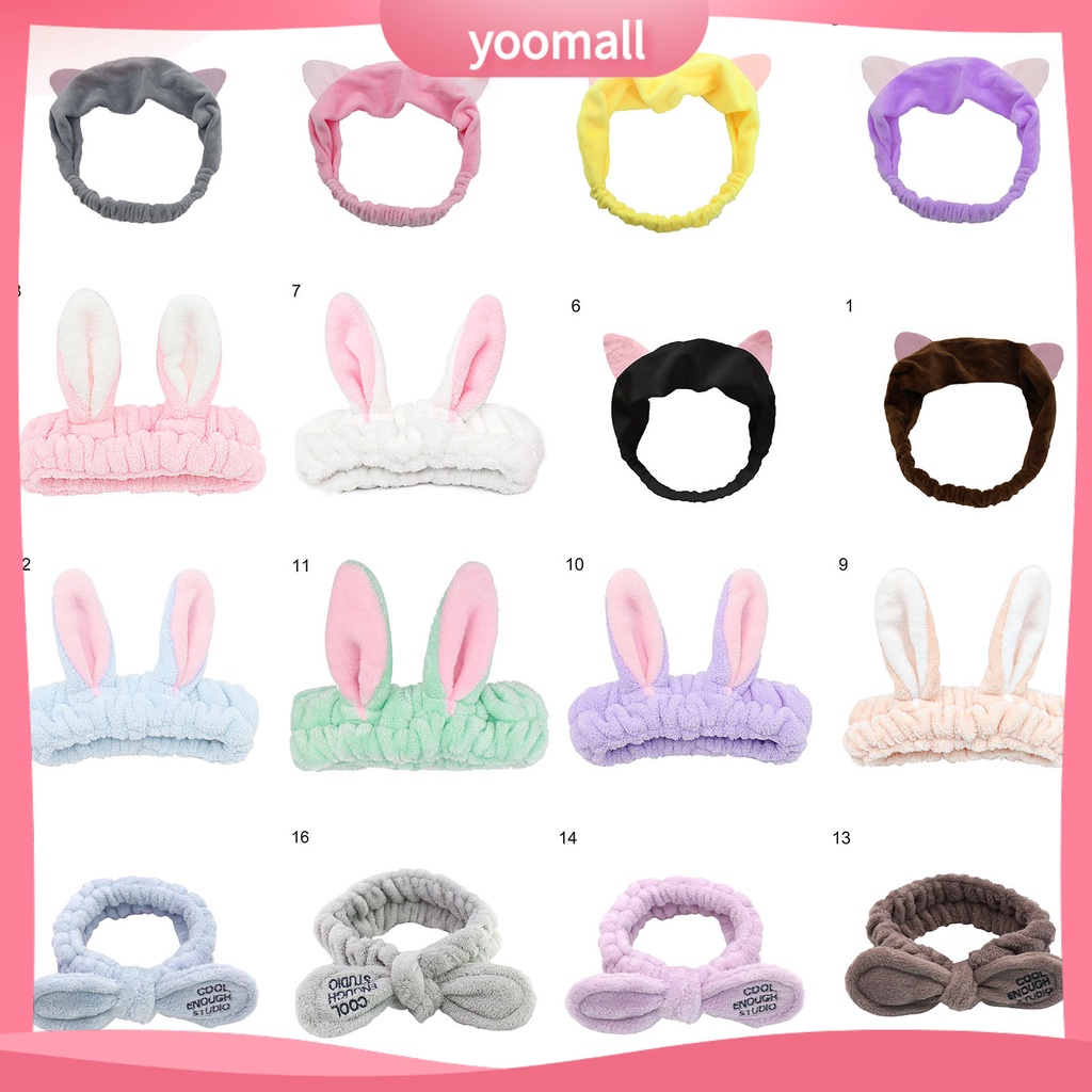 Giá Đỡ Băng Đô Rửa Mặt / Tóc Hình Tai Thú Không Phai Màu Thấm Hút Nước Dành Cho Bạn Gái