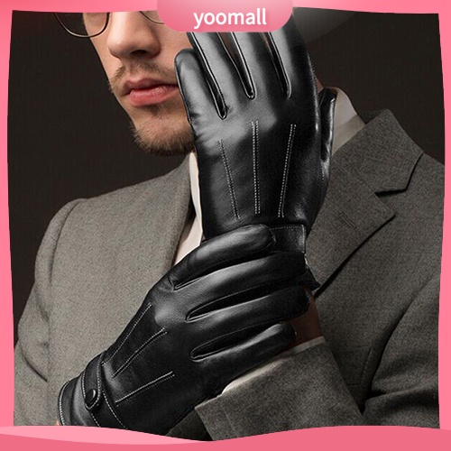 Găng Tay Giả Da Giữ Ấm Mùa Đông Có Thể Chạm Màn Hình Cảm Ứng Thời Trang Cho Nam