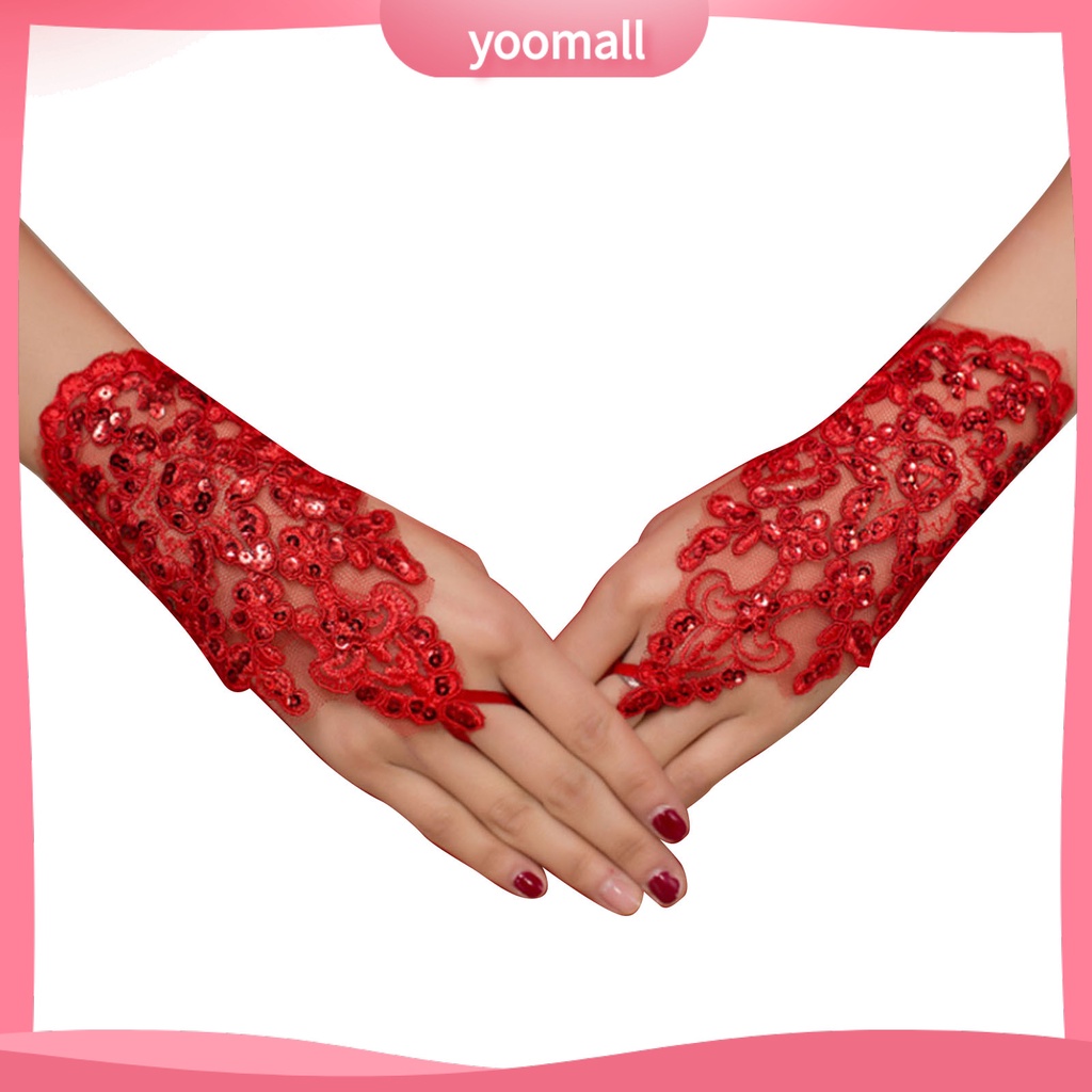 Găng Tay Ren Đính Hạt Thanh Lịch Cho Nữ