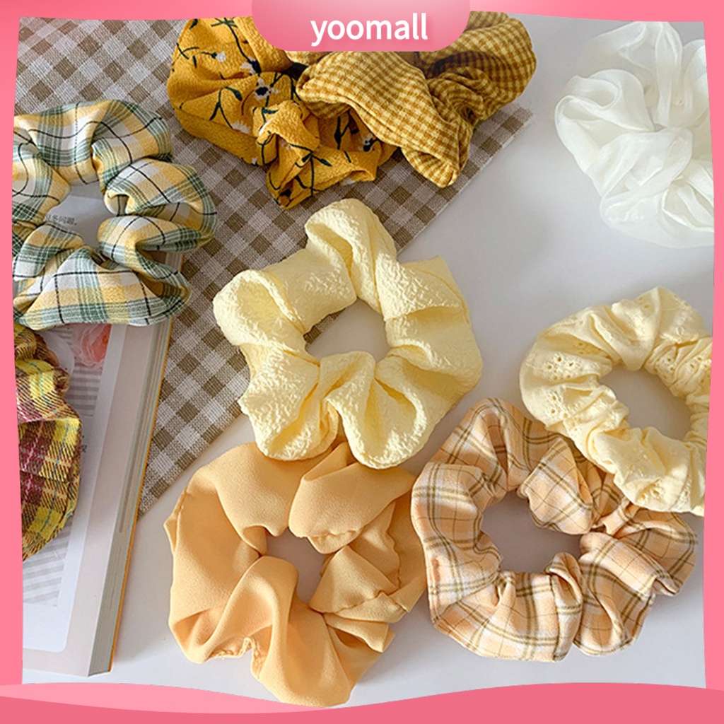 Dây Buộc Tóc Co Giãn Chống Trượt Chống Rơi In Họa Tiết Hoa Xinh Xắn Cho Nữ