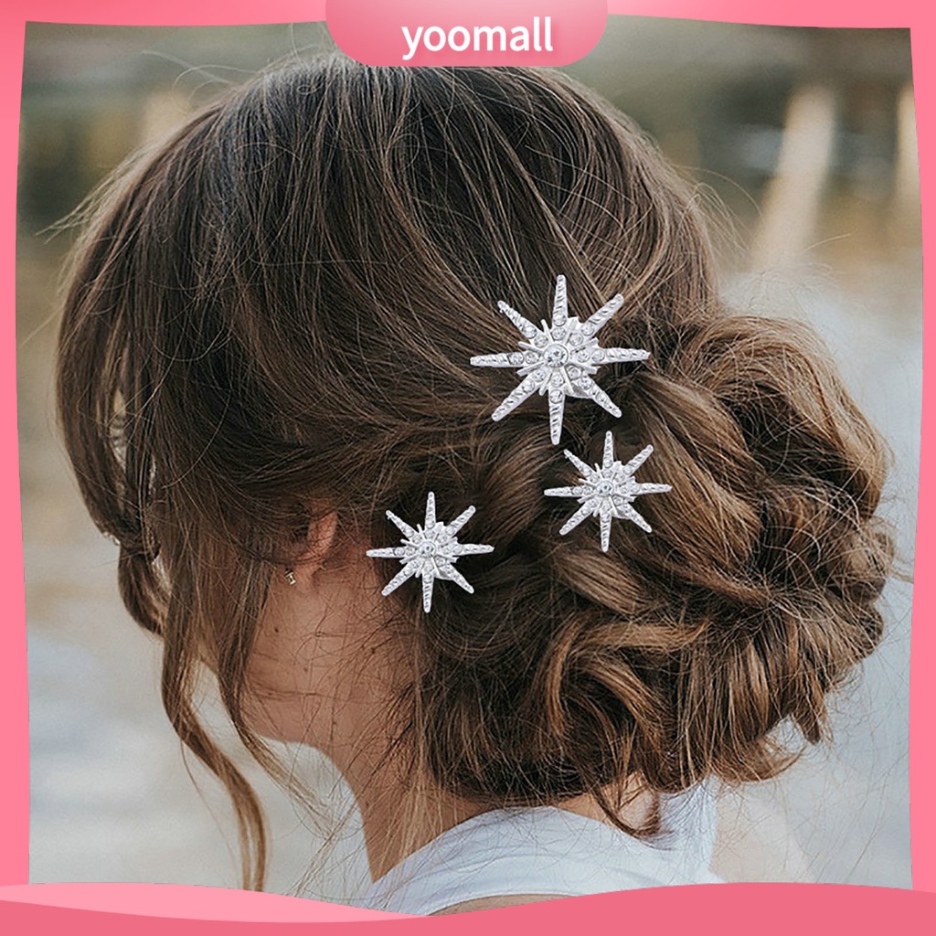 Set 4 Kẹp Tóc Hình Ngôi Sao Đính Đá Thời Trang Cho Cô Dâu