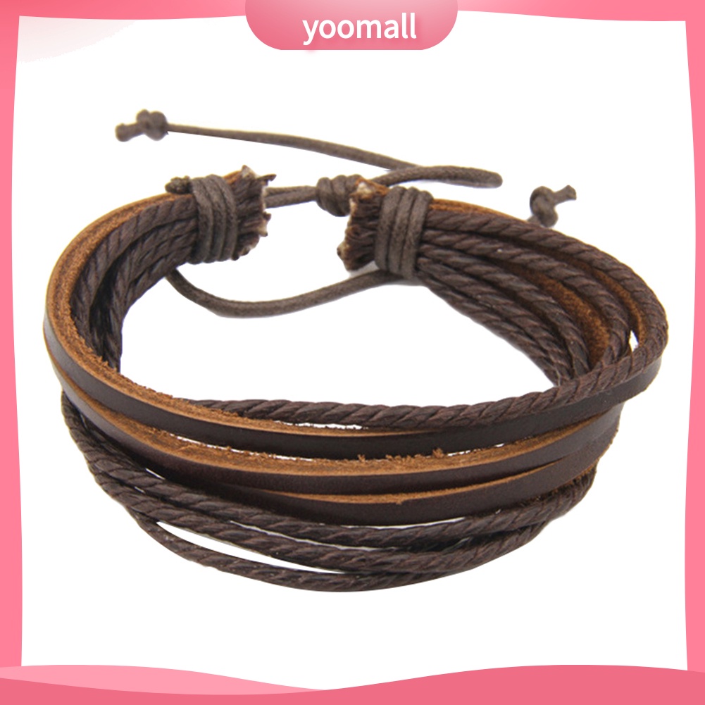 Vòng Tay Dây Bện Giả Da Nhiều Lớp Unisex