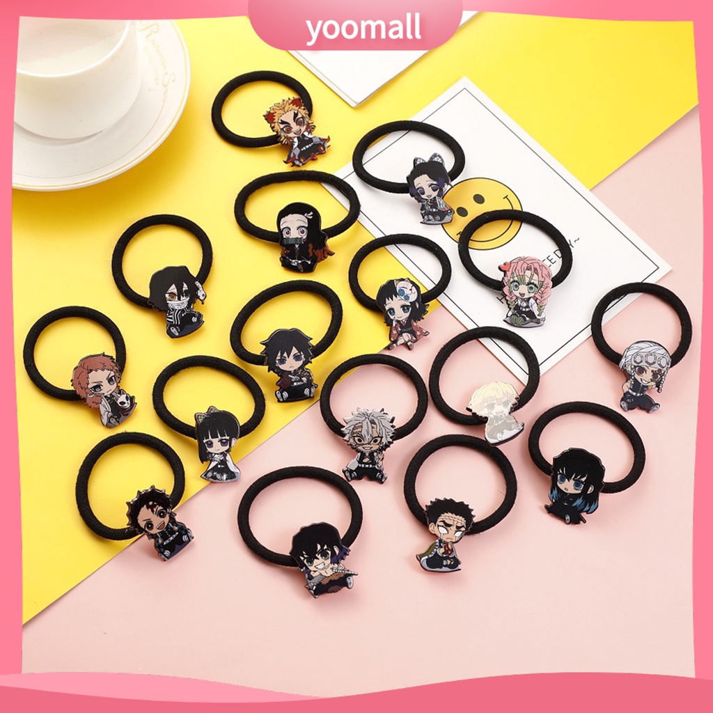 Dây Cột Tóc Vải Cotton In Hình Anime Demon Slayer Dễ Giặt Thời Trang Cho Nữ