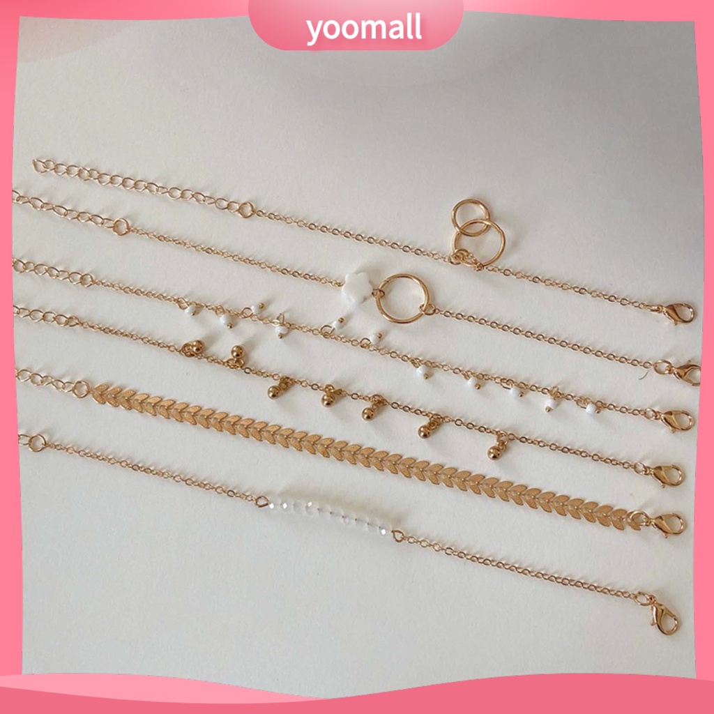Set 6 Vòng Tay Hợp Kim Xếp Chồng Lên Nhau Cho Nữ