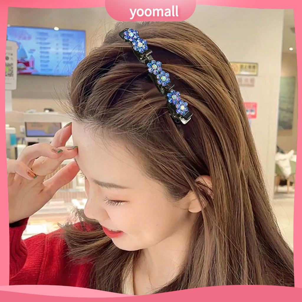 Kẹp Tóc Hai Lớp Đính Đá Lấp Lánh Thanh Lịch Chống Rơi Phong Cách Hàn Quốc