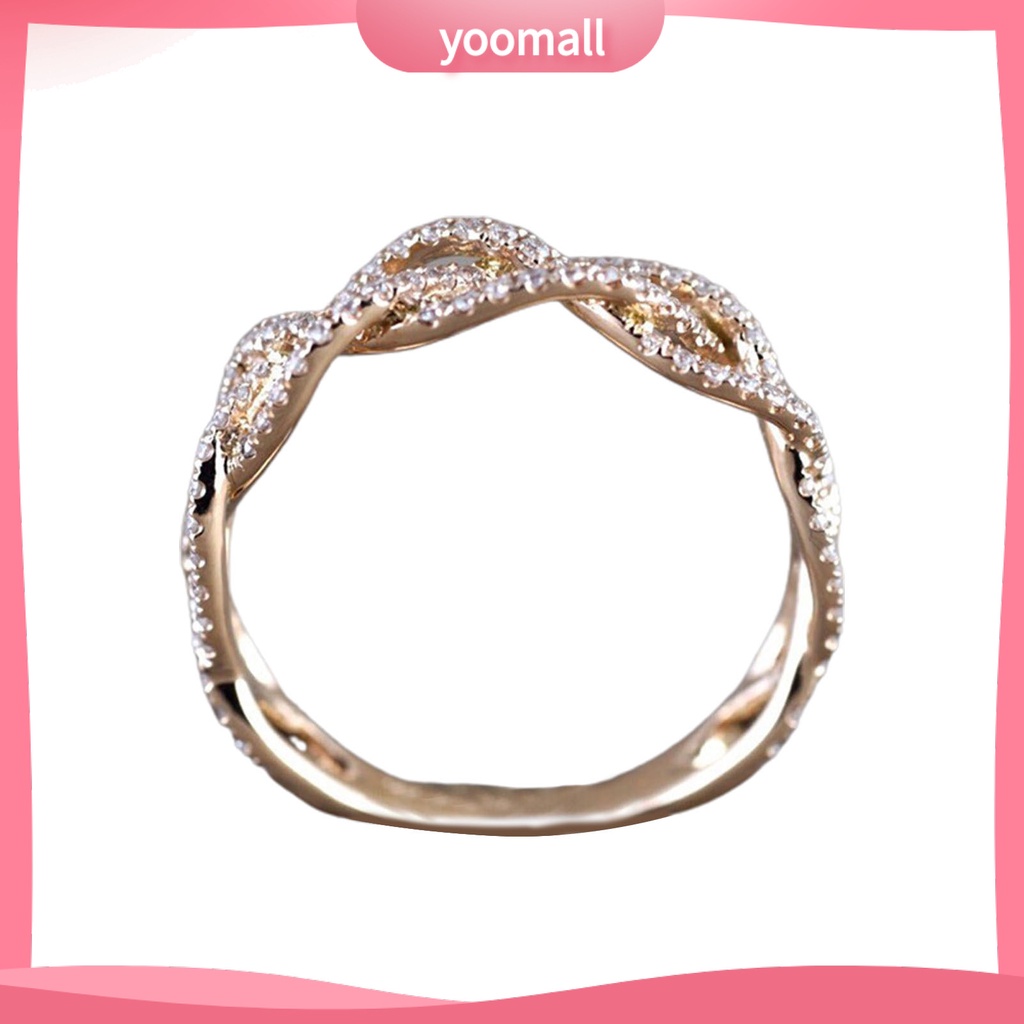 Nhẫn Cưới Mạ Điện Đính Đá Dạng Xoắn Thời Trang Dành Cho Nữ