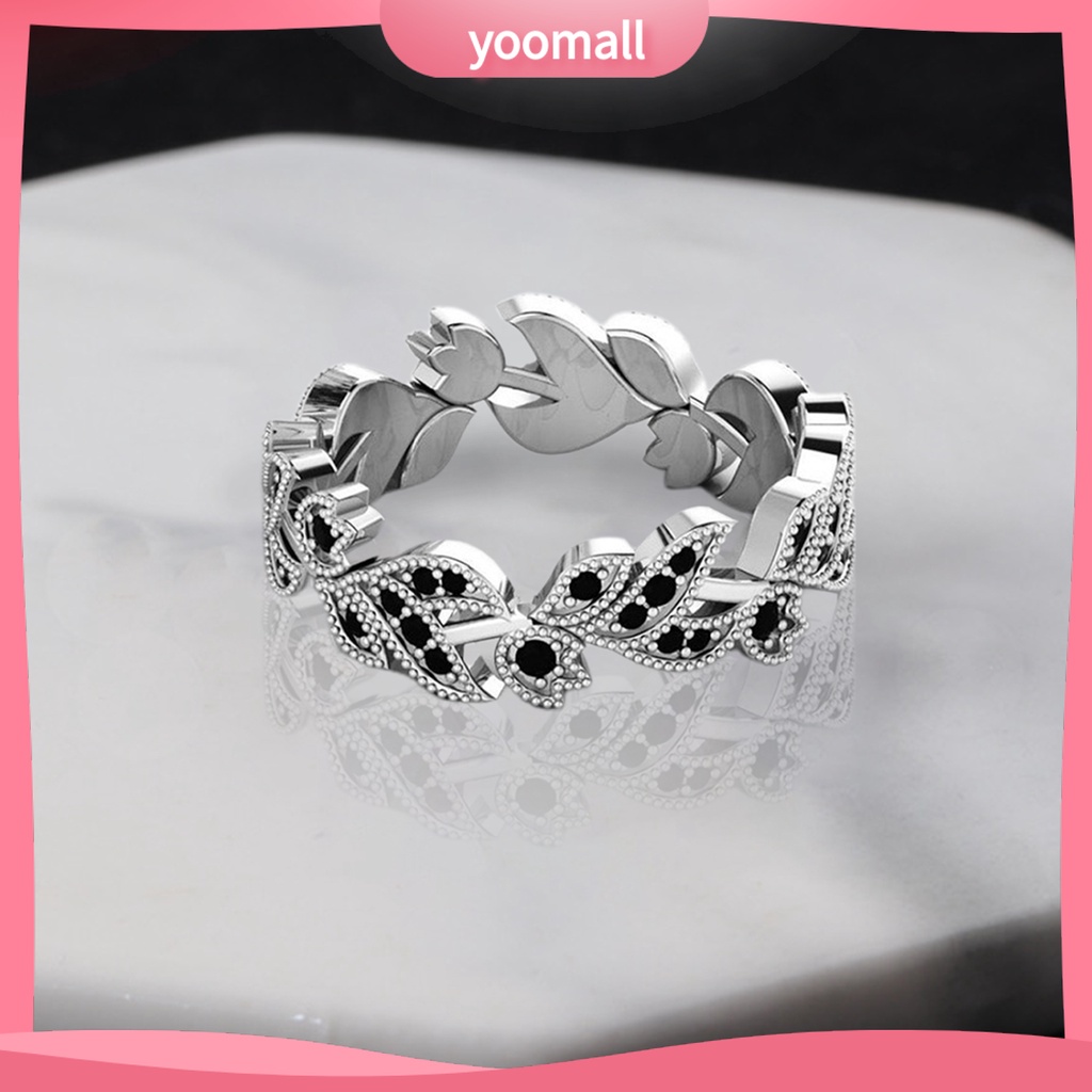 Bộ 2 Nhẫn Hình Hoa Lá Đính Đá Lấp Lánh Tinh Tế Cho Nữ