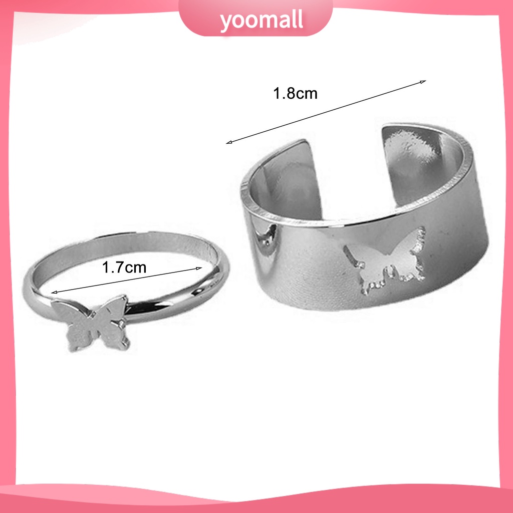 Set 2 Nhẫn Cặp Hình Mặt Trăng Nhiều Màu Sắc Thời Trang