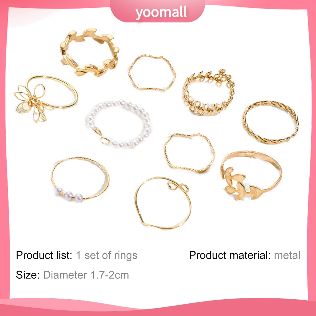 Set 10 Nhẫn Đeo Khớp Ngón Tay Phong Cách Bohemian