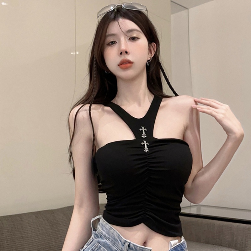 Áo Croptop Sát Nách Phong Cách Mỹ Ngọt Ngào Thời Trang Mùa Hè Cho Nữ