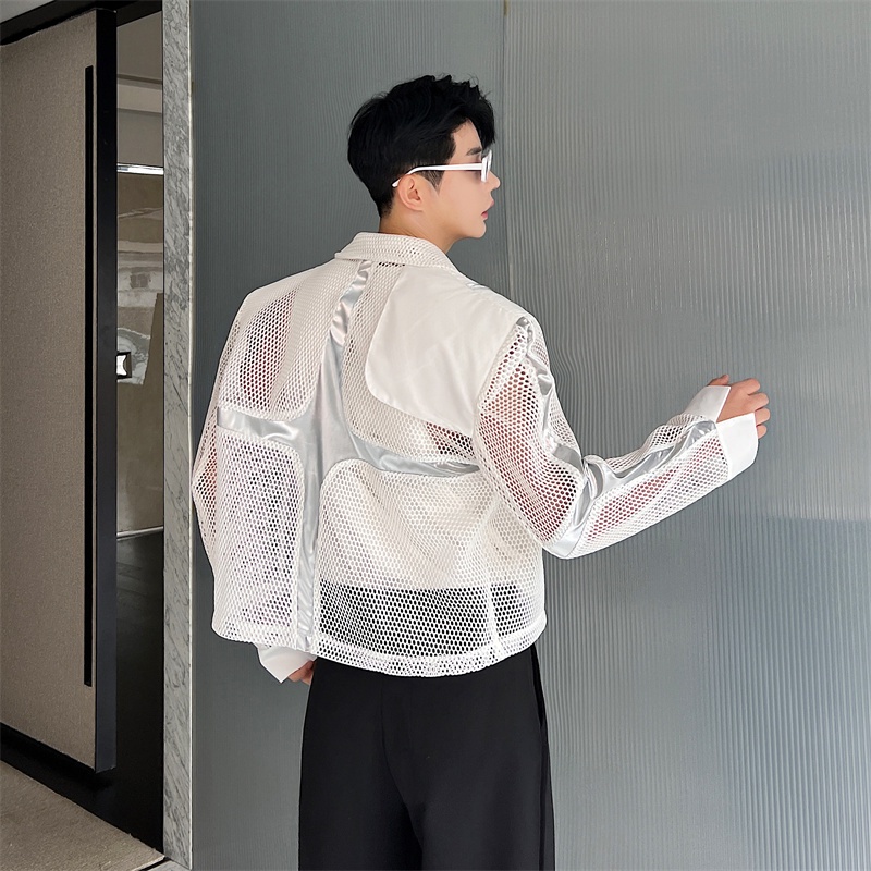 Áo Khoác Vest Ngắn Màu Sắc Tương Phản Thời Trang Đường Phố Cao Cấp Cho Nam