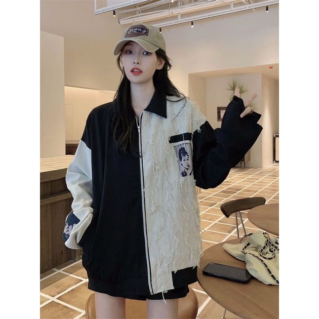 Áo Khoác Bóng Chày Cao Cấp Màu Sắc Tương Phản Phong Cách Hàn Quốc Thời Trang Xuân Thu Cho Nữ