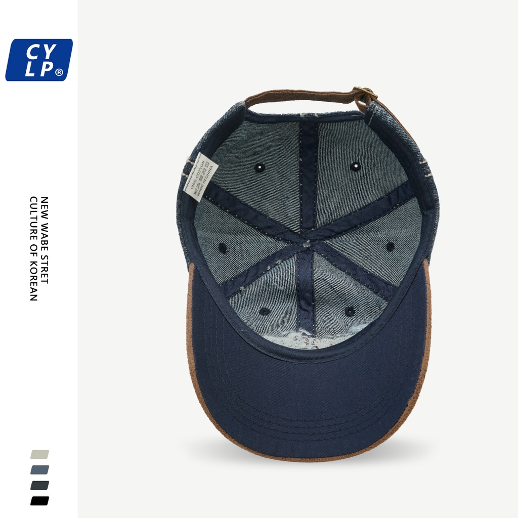 Mũ Lưỡi Trai Denim Thêu Chữ Phong Cách Retro Cho Cặp Đôi