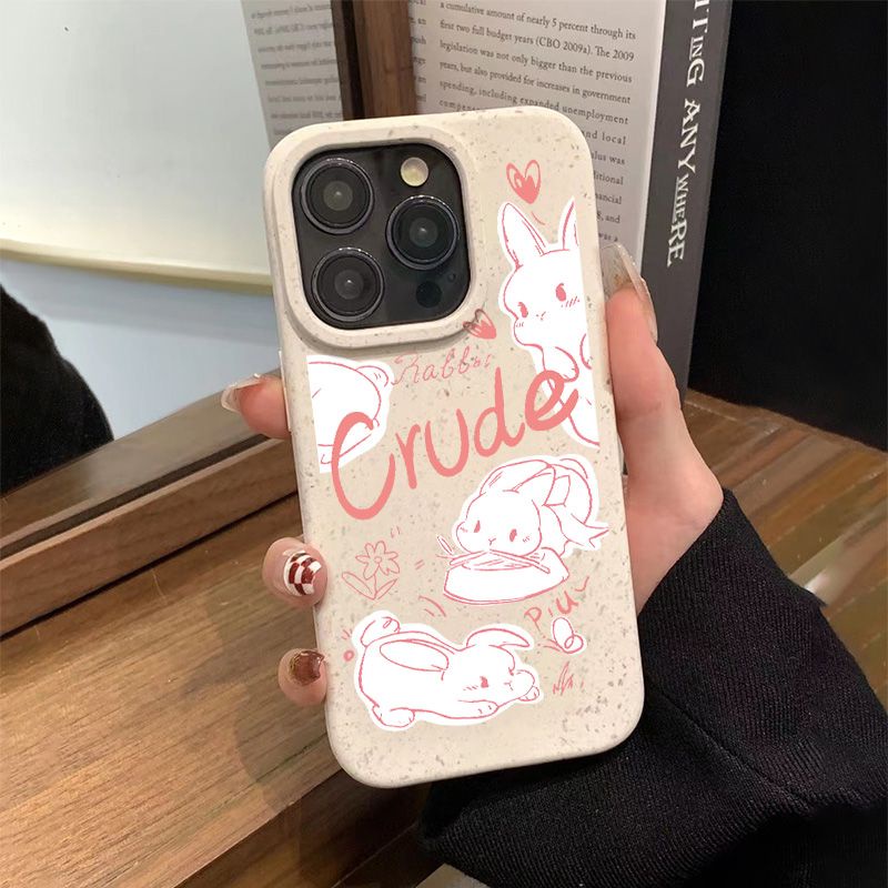 Ốp Điện Thoại Mềm Chống Sốc Màu Hồng In Hình Thỏ Cho Iphone 12 8713 14pro max11 plus