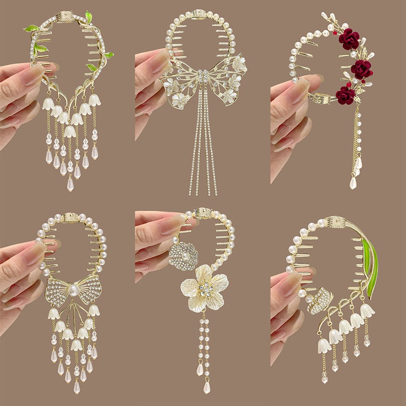 Kẹp Tóc Cố Định Tóc Phối Tua Rua Phong Cách Cổ Điển Cao Cấp Dành Cho Nữ