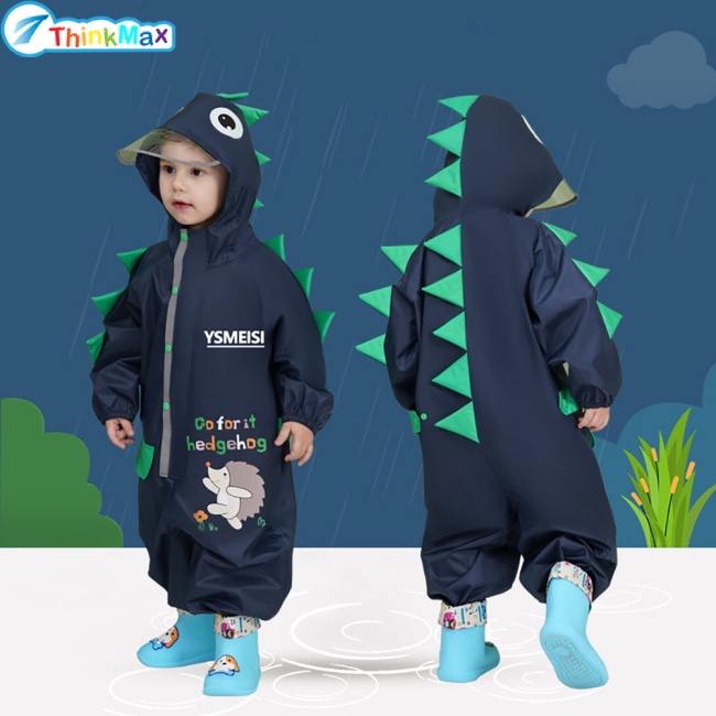 Áo Mưa Liền Thân Có Mũ Trùm Họa Tiết Hoạt Hình Phản Quang Dễ Thương Cho Bé