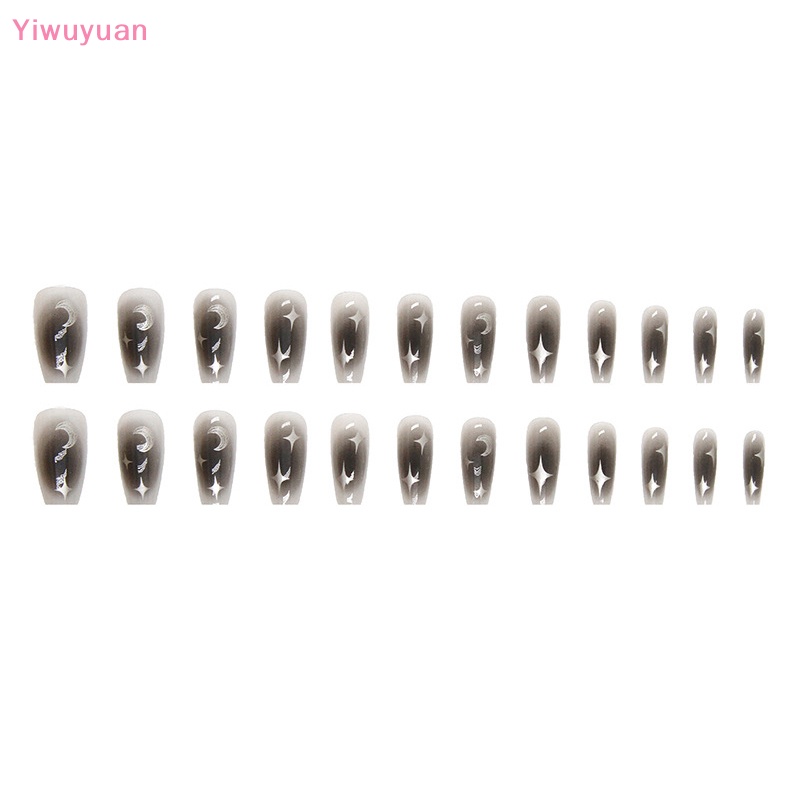 Bộ 24 Móng Tay Giả Y2k Màu Đen Có Thể Tái Sử Dụng